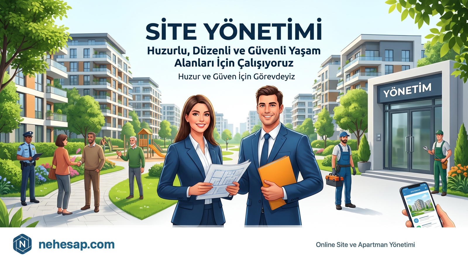 nHesap logosu ve nehesap.com adresiyle site ve apartman yönetimi; konutlar, site sakinleri ve yönetim ekibi